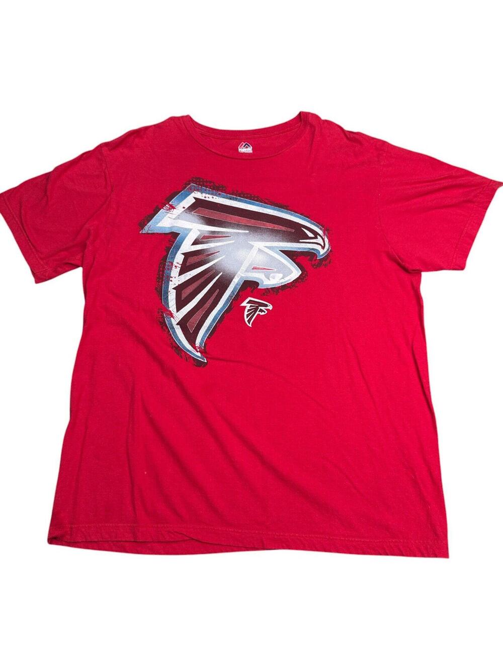Majestic Atlanta Falcons Tee Shirt Adult Size XL Red Big Logo VTG Style NFL